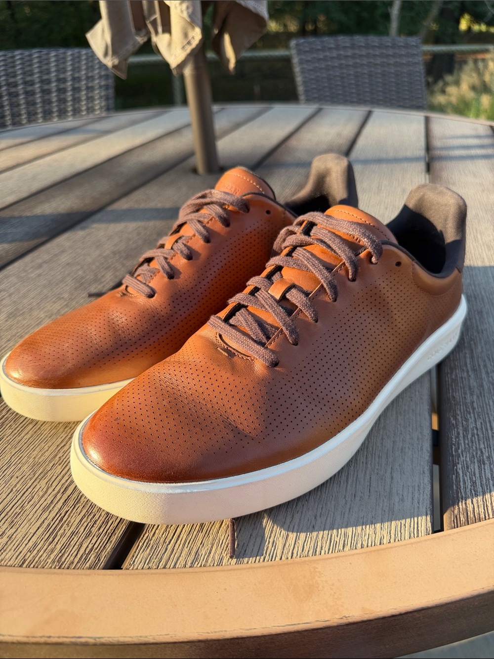 Like New Cole Haan Grand 360 Crosscourt Daily Laser Sneakers British Tan 11.5